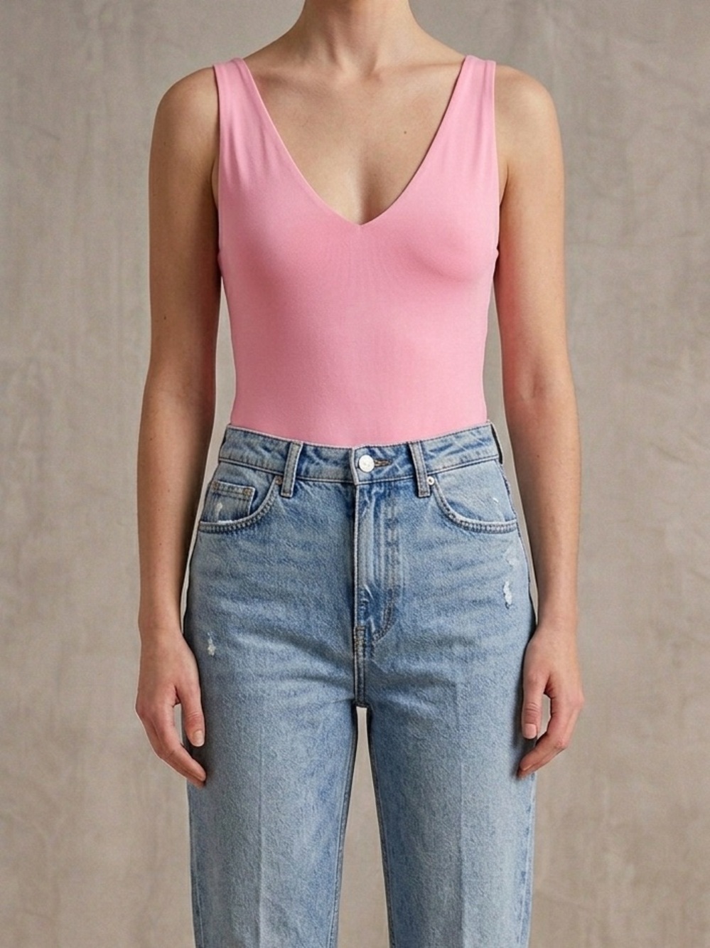 Pink Sleeveless Bodysuit